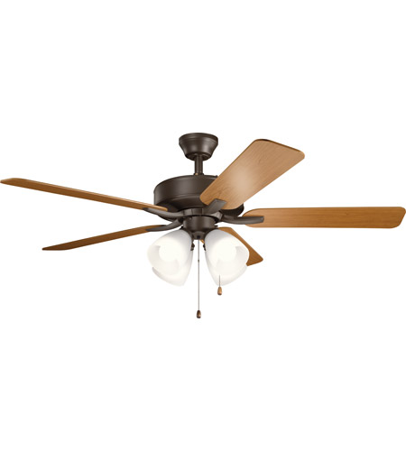 Basics Pro Premier 52 Inch Satin Natural Bronze With Walnut And Cherry Blades Ceiling Fan