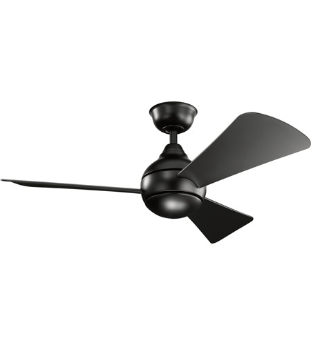 Kichler 330151sbk Sola 44 Inch Satin Black Ceiling Fan - 44 Inch Flush Mount Ceiling Fan Without Light