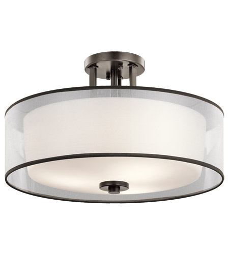 Kichler 43194miz Tallie 3 Light 18 Inch Mission Bronze Semi Flush Mount Ceiling Light