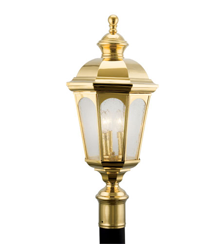 Kichler Lighting Rockbridge 3 Light Outdoor Post Lantern in Polished Brass 9996PB photo