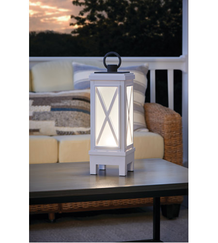 Kichler 49679WHRLED Montego 19 X 6 inch Weathered White Outdoor Portable Lantern Porch_Montego_49679WHRLED_Night_Detail.jpg