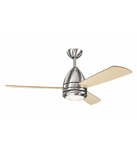 Eva 46 Inch Brushed Stainless Steel With Light Oak Blades Ceiling Fan