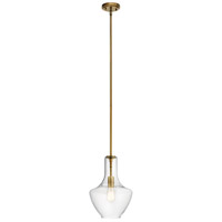Kichler 42141NBR Everly 1 Light 11 inch Natural Brass Pendant Ceiling Light in Clear photo thumbnail