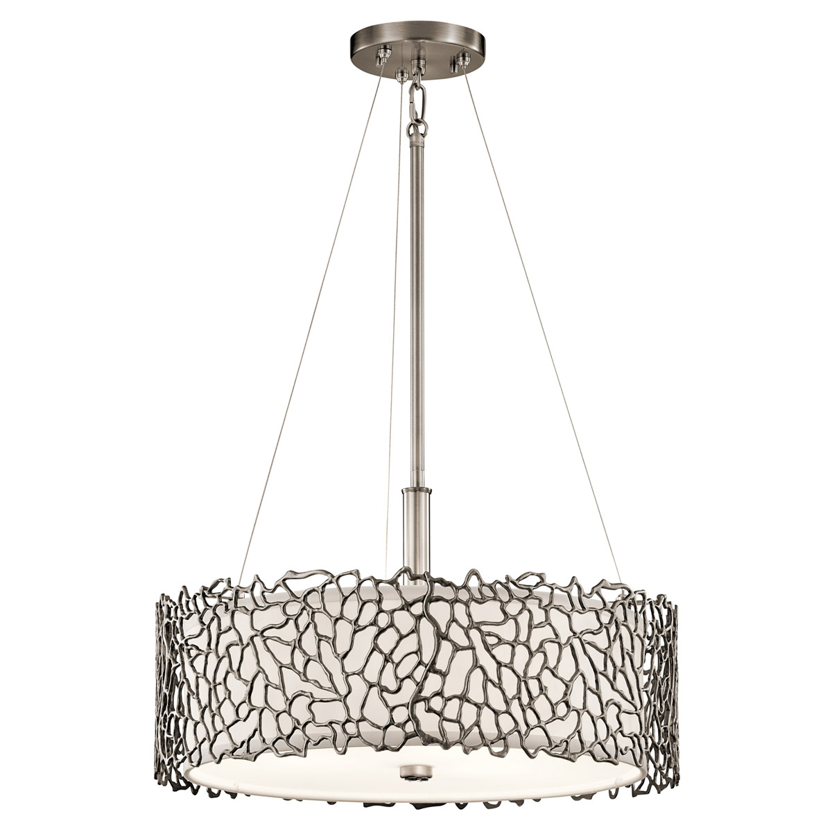 Kichler 43346CLP Silver Coral 3 Light 18.25 inch Classic Pewter Pendant/Semi Flush Ceiling Light
