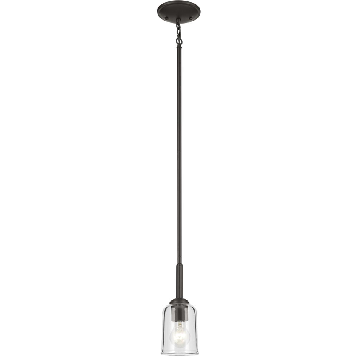Kichler 43674OZCLR Shailene 1 Light Olde Bronze Mini Pendant Ceiling Light in Clear