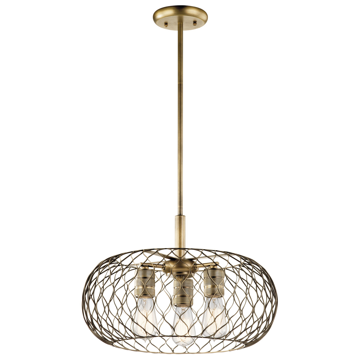 Kichler 43958NBR Devin 3 Light 18 inch Natural Brass Pendant Ceiling Light