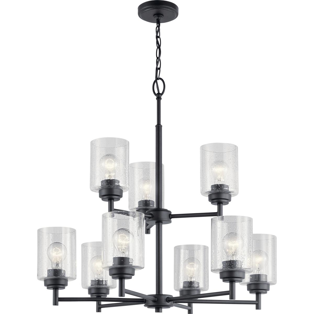 Kichler 44031BK Winslow 9 Light 27 inch Black Chandelier 2 Tier Ceiling Light