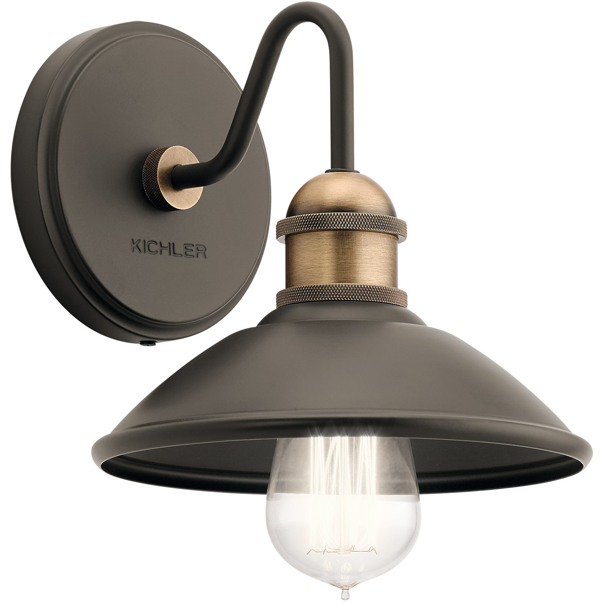 Kichler Clyde 7 1/4" Olde Bronze Industrial Barn Light Wall Sconce - Brown
