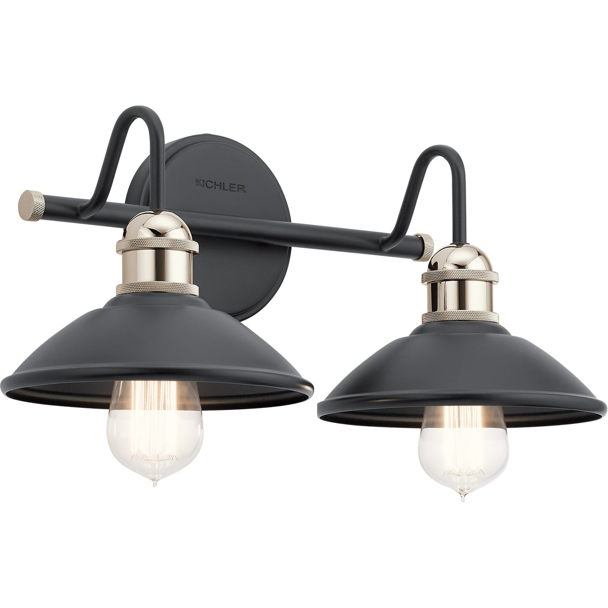 Kichler 45944BK Clyde 2 Light 17 inch Black Wall Mt Bath 2 Arm Wall Light
