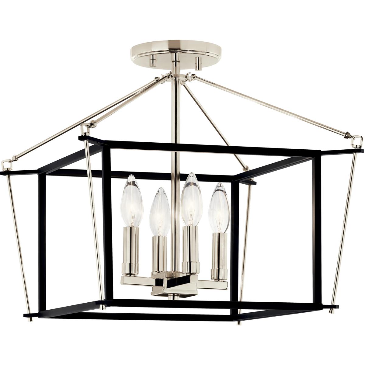 Kichler 52633PN Eisley 4 Light 16 inch Polished Nickel Semi Flush Light Ceiling Light
