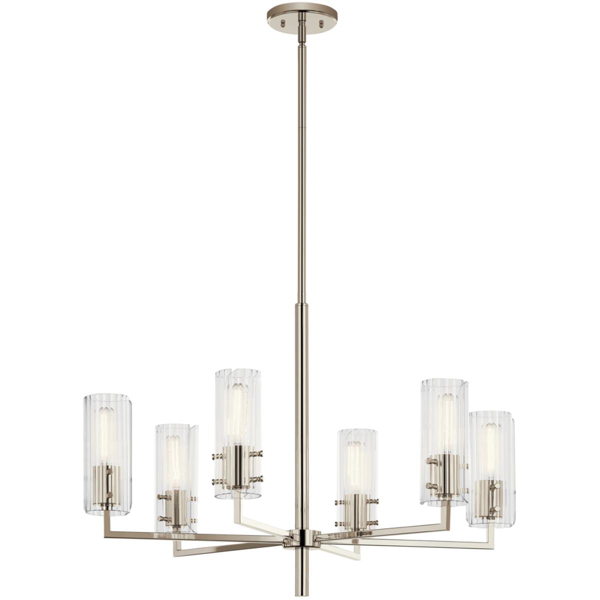 Kichler 52679PN Velestino 6 Light Polished Nickel Chandelier Ceiling Light