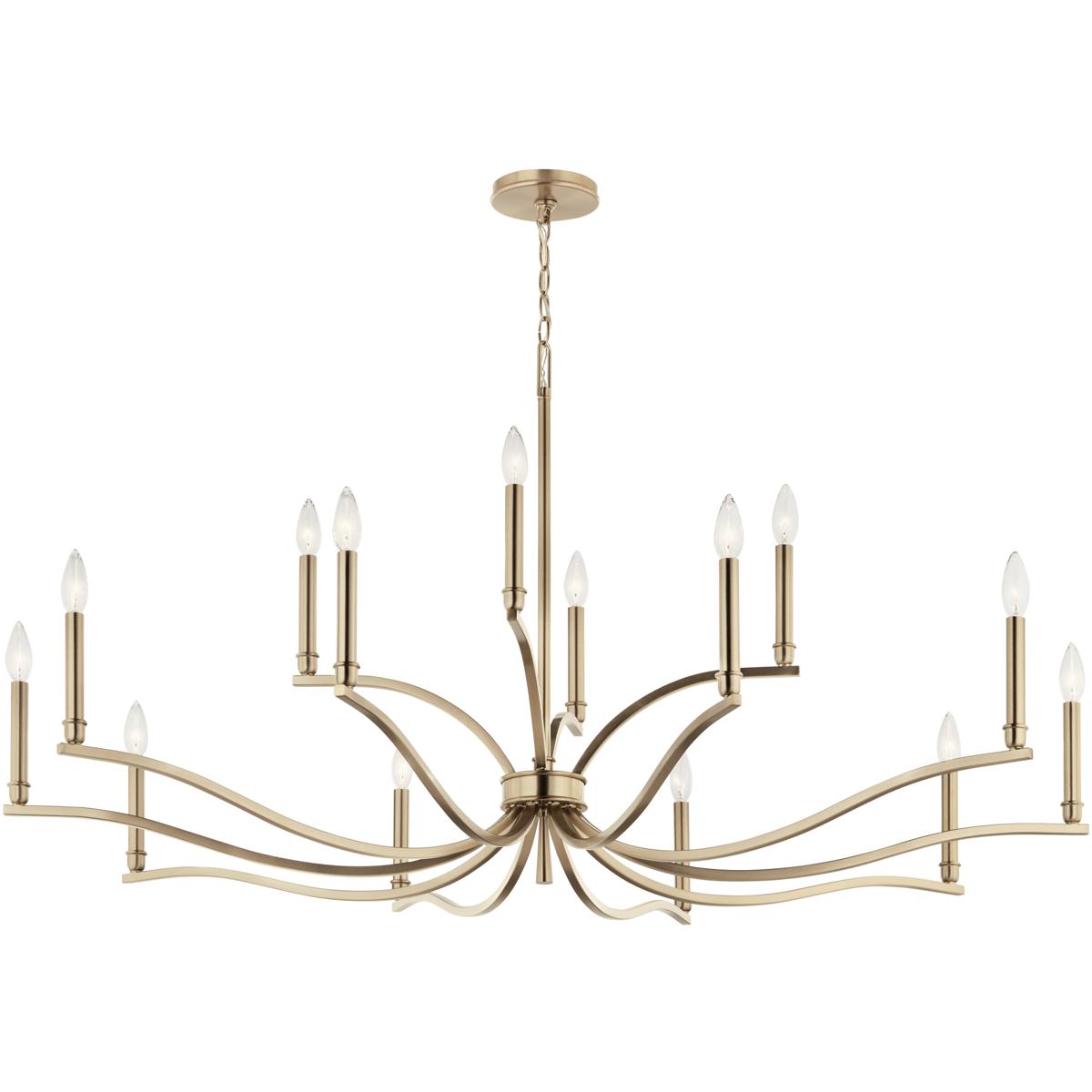 Kichler 52698CPZ Malene 14 Light Champagne Bronze Chandelier Ceiling Light, 2 Tier Large