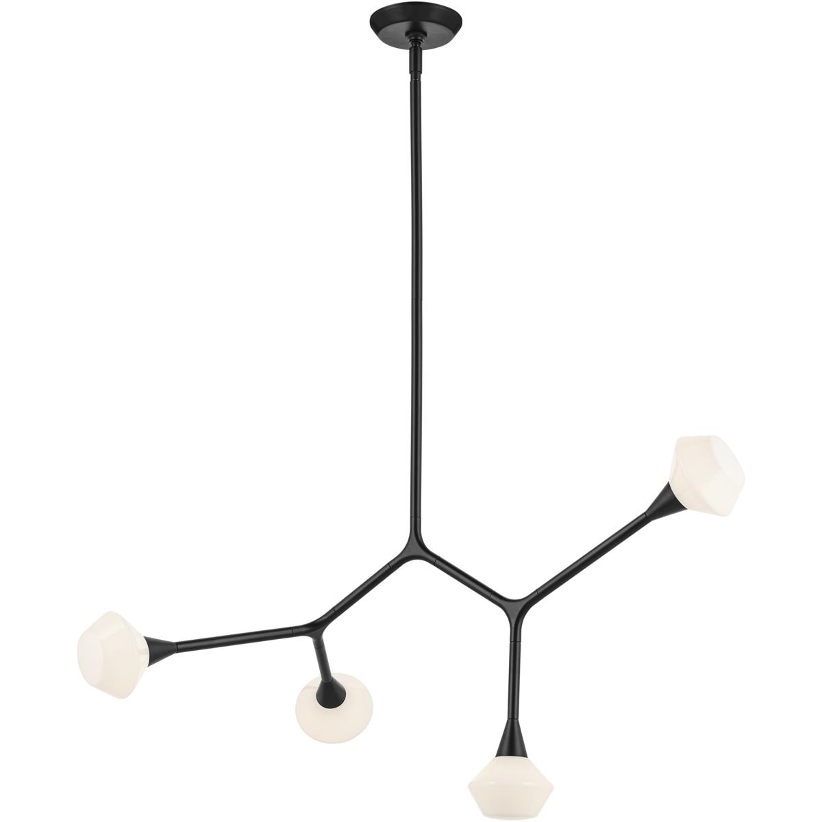 Kichler 52762BK Cassius 4 Light 5.25 inch Black Chandelier Ceiling Light, Convertible