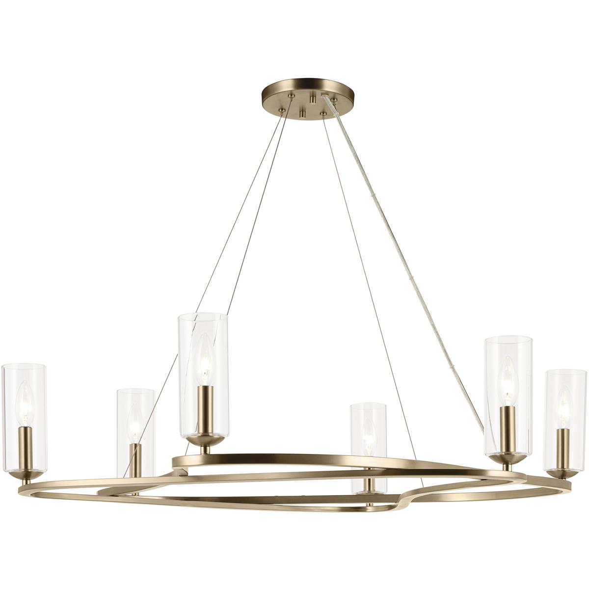 Kichler 52771CPZ Harpin 6 Light Champagne Bronze Chandelier Ceiling Light