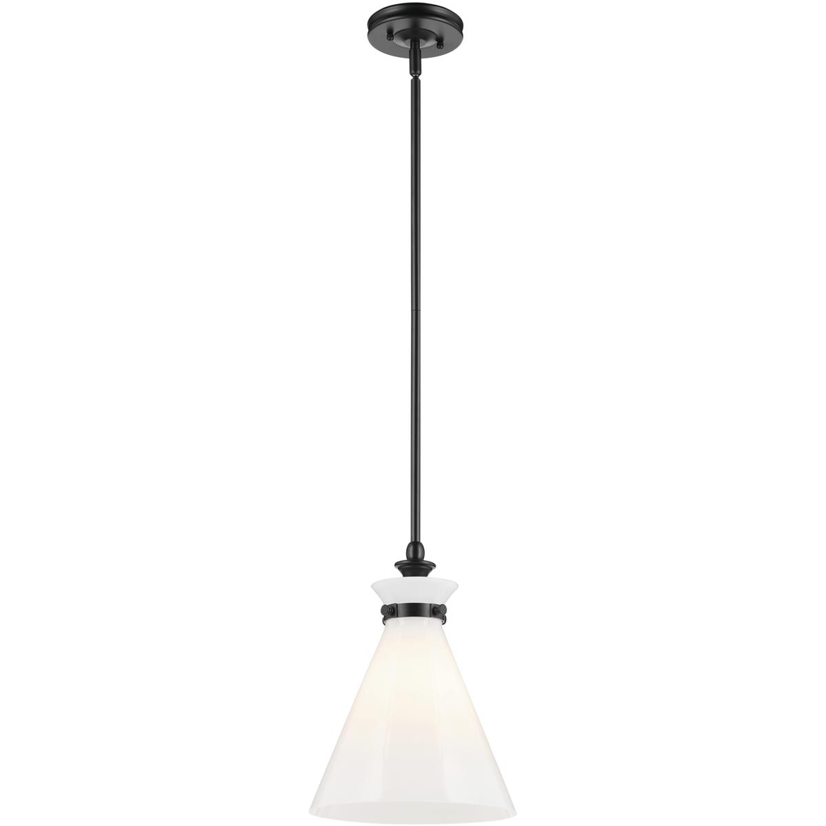 Kichler 52774BK Laria 1 Light Black Pendant Ceiling Light in Opal