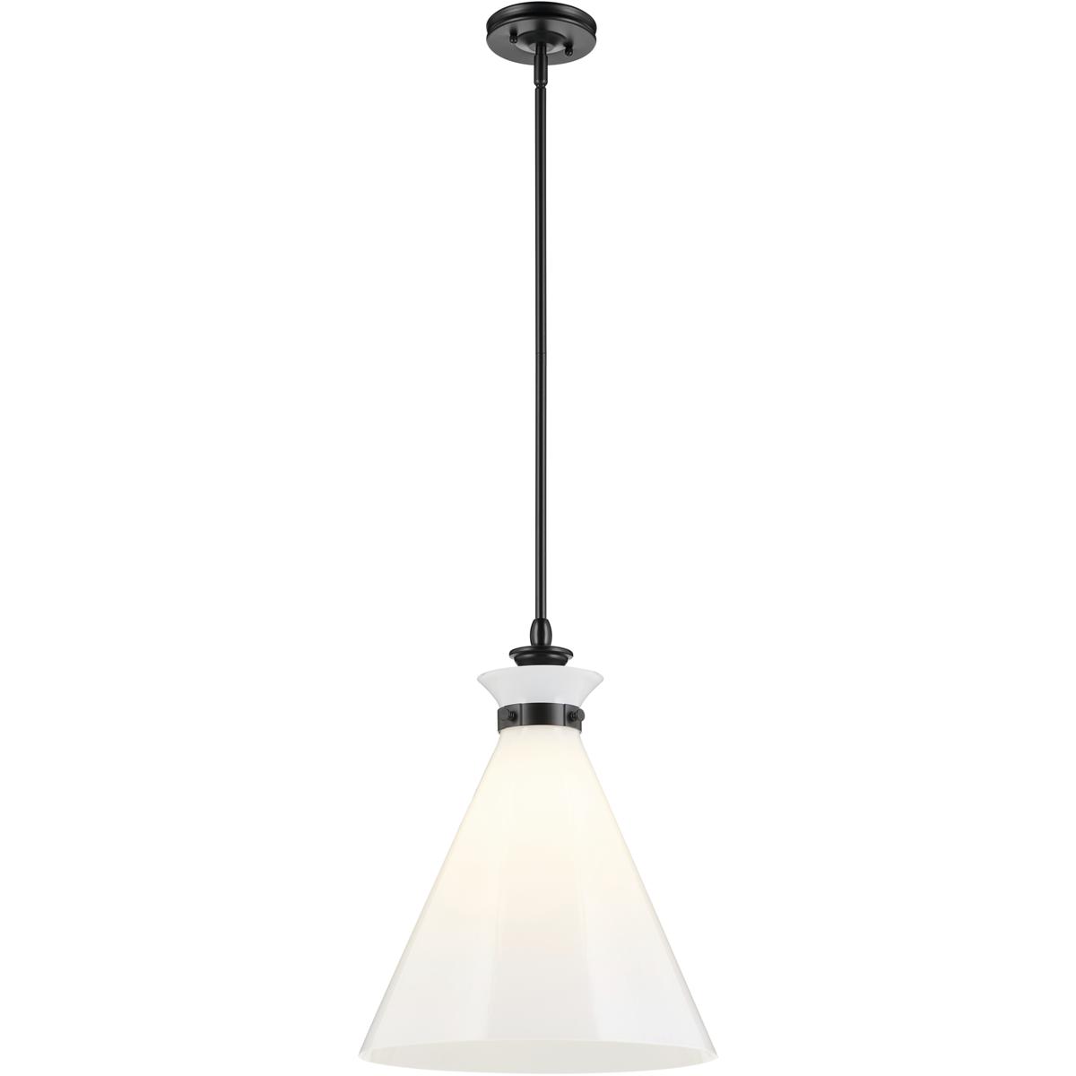 Kichler 52775BK Laria 1 Light Black Pendant Ceiling Light in Opal