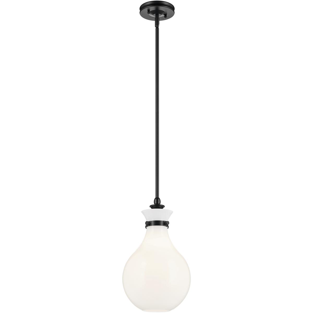 Kichler 52776BK Laria 1 Light Black Pendant Ceiling Light in Opal