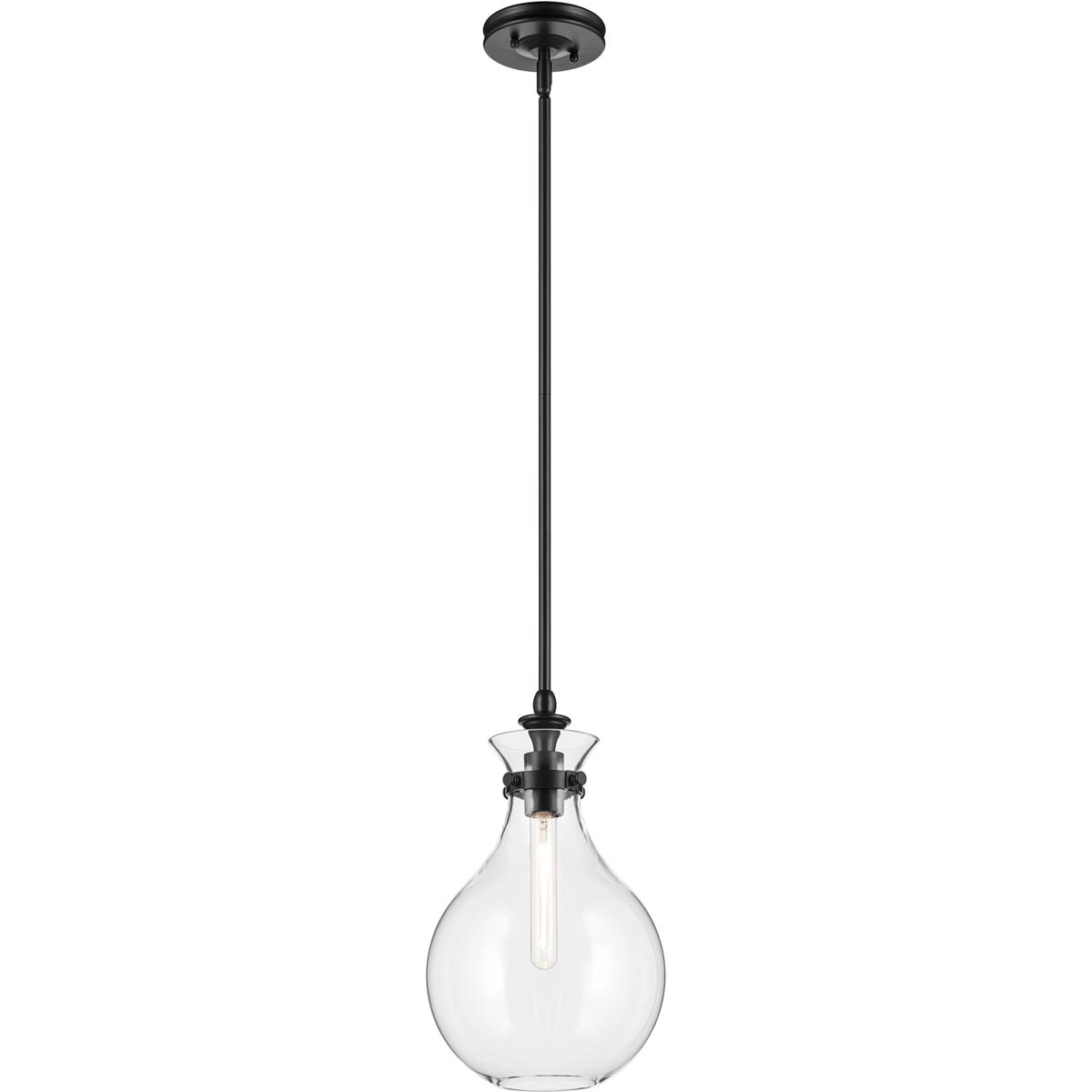 Kichler 52776BKCLR Laria 1 Light Black Pendant Ceiling Light in Clear