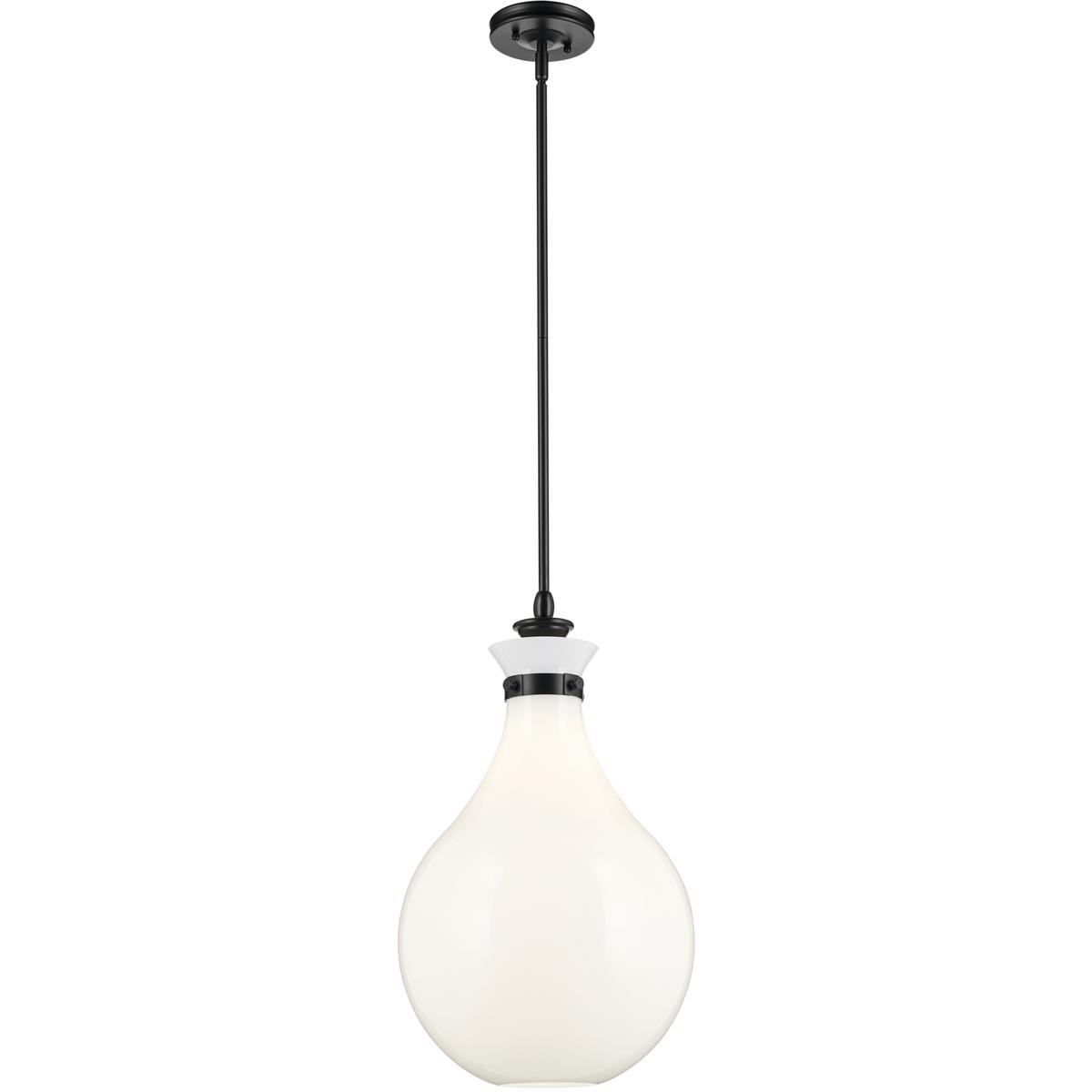 Kichler 52777BK Laria 1 Light Black Pendant Ceiling Light in Opal