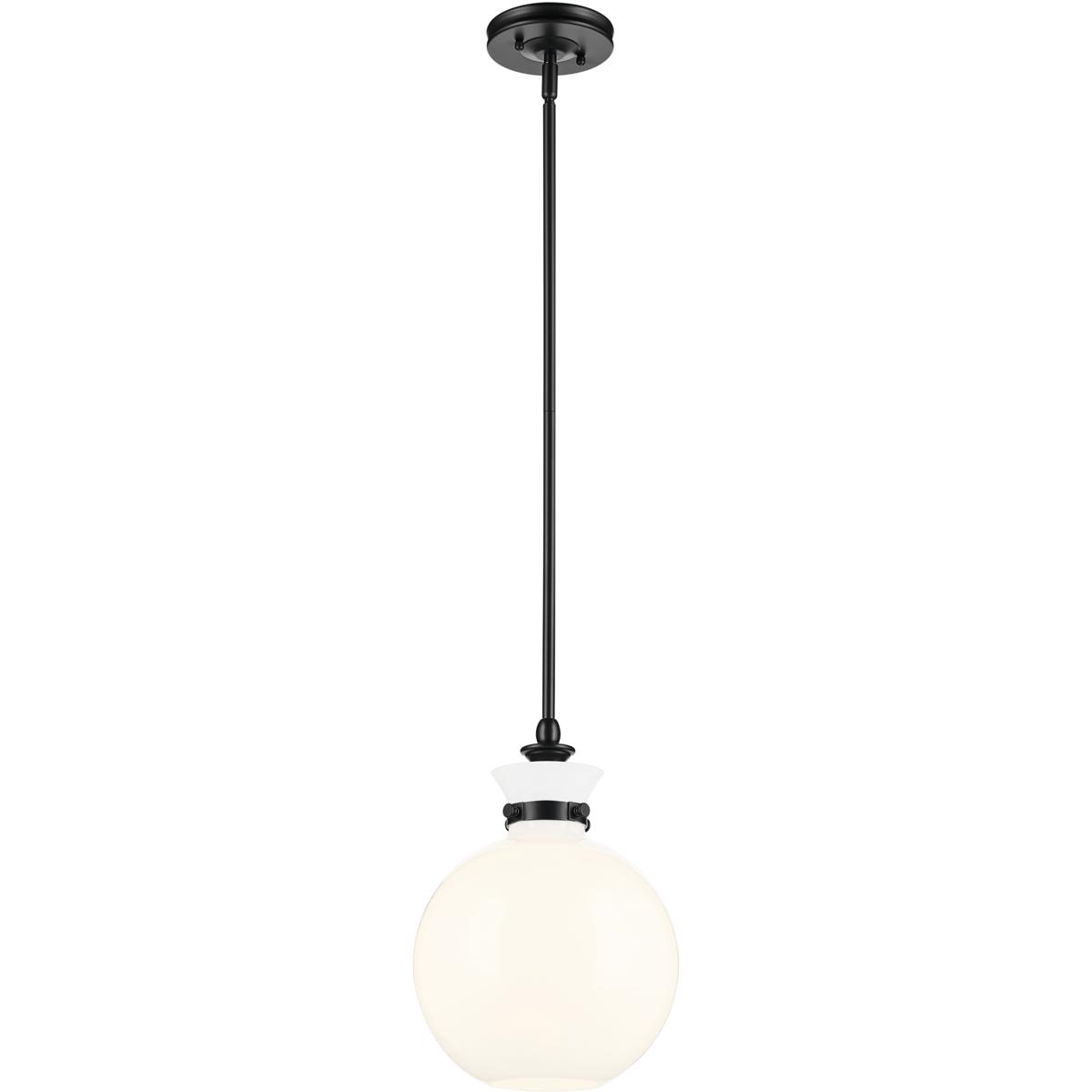 Kichler 52778BK Laria 1 Light Black Pendant Ceiling Light in Opal