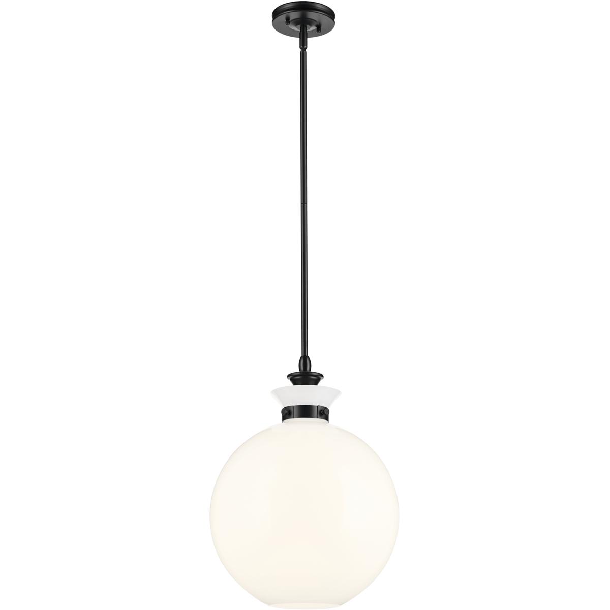 Kichler 52779BK Laria 1 Light Black Pendant Ceiling Light in Opal