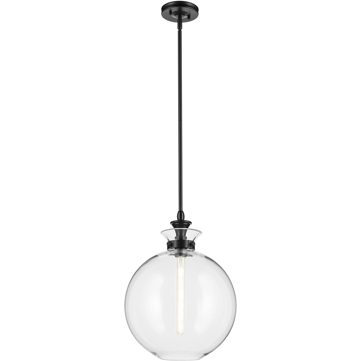 Kichler 52779BKCLR Laria 1 Light Black Pendant Ceiling Light in Clear