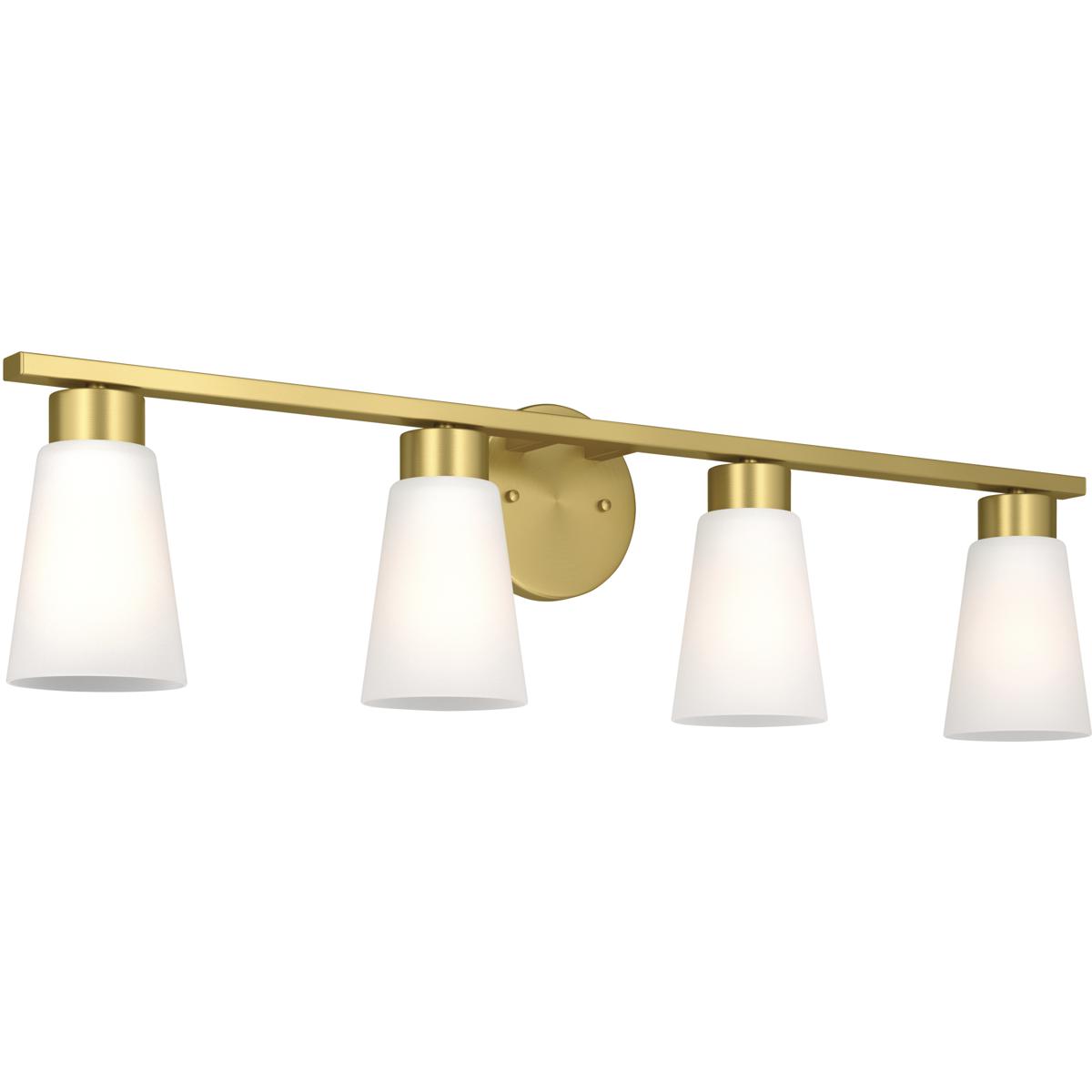 Kichler 55122BG Stamos 4 Light 31.25 inch Brushed Gold Vanity Light Wall Light in Satin Etched Glass