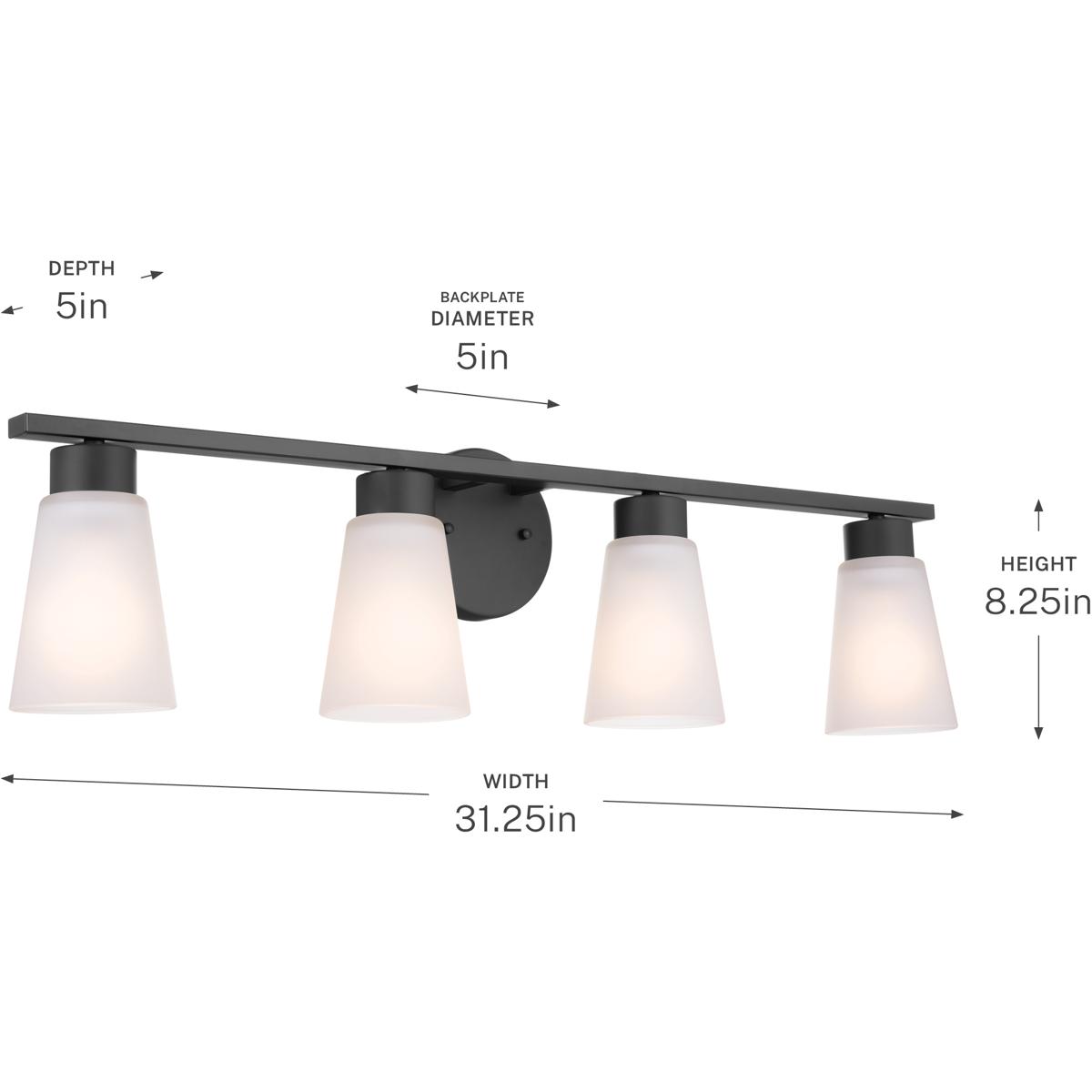 Kichler 55122BK Stamos 4 Light 31 inch Black Bath Vanity Light Wall Light, 4 Arm
