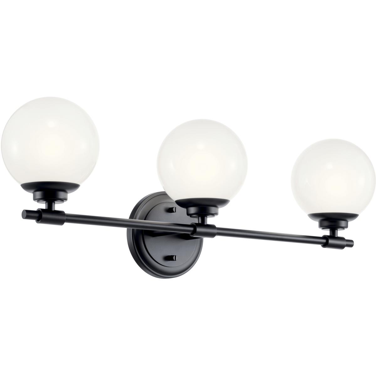 Kichler 55172BK Benno 3 Light 24.5 inch Black Bath Bracket Wall Light, 3 Arm