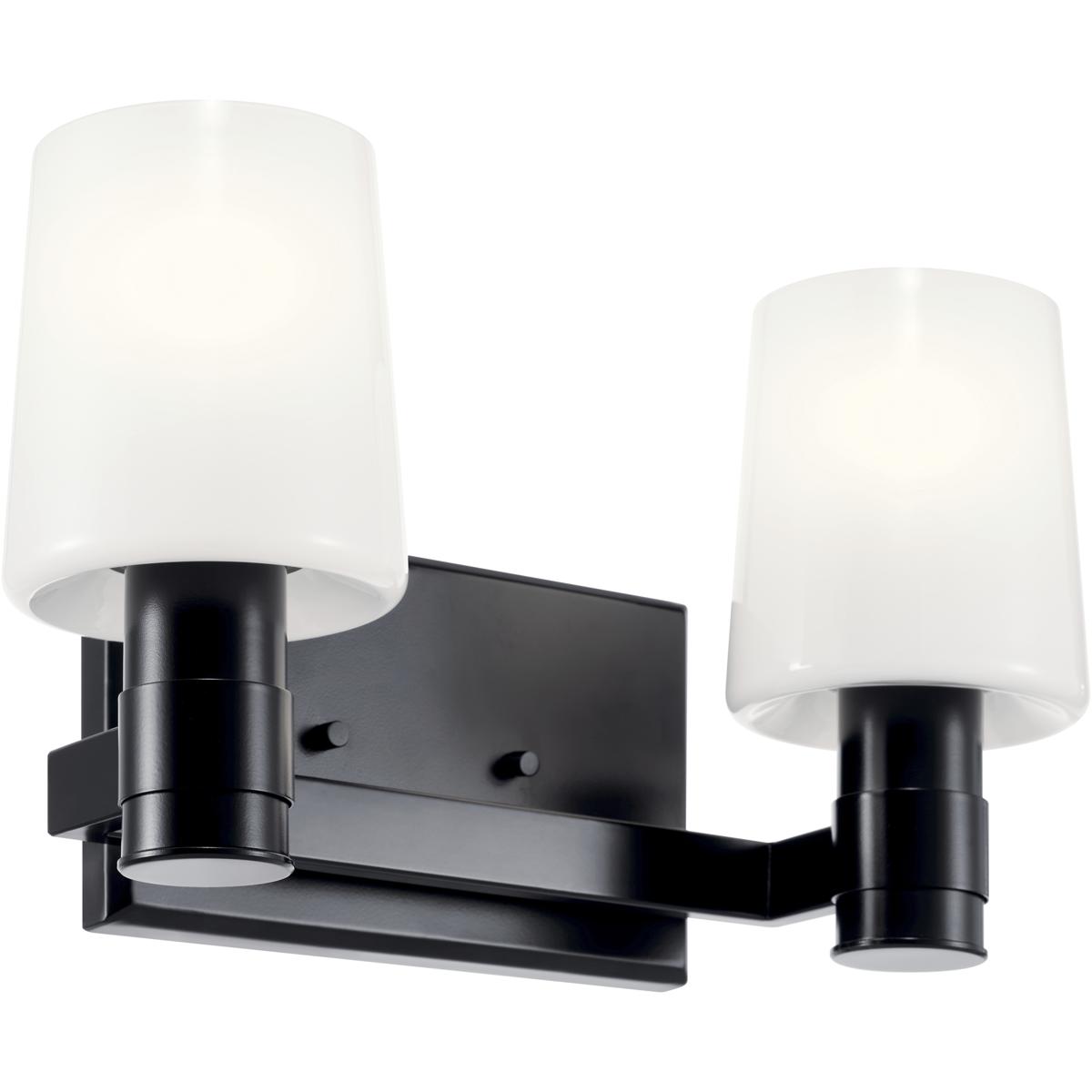Kichler 55175BK Adani 2 Light 14.5 inch Black Bath Bracket Wall Light, 2 Arm