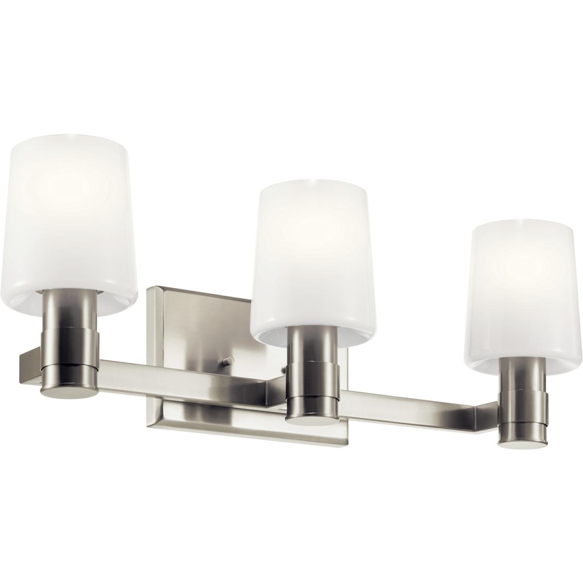 Kichler 55176NI Adani 3 Light 24 inch Brushed Nickel Bath Bracket Wall Light, 3 Arm