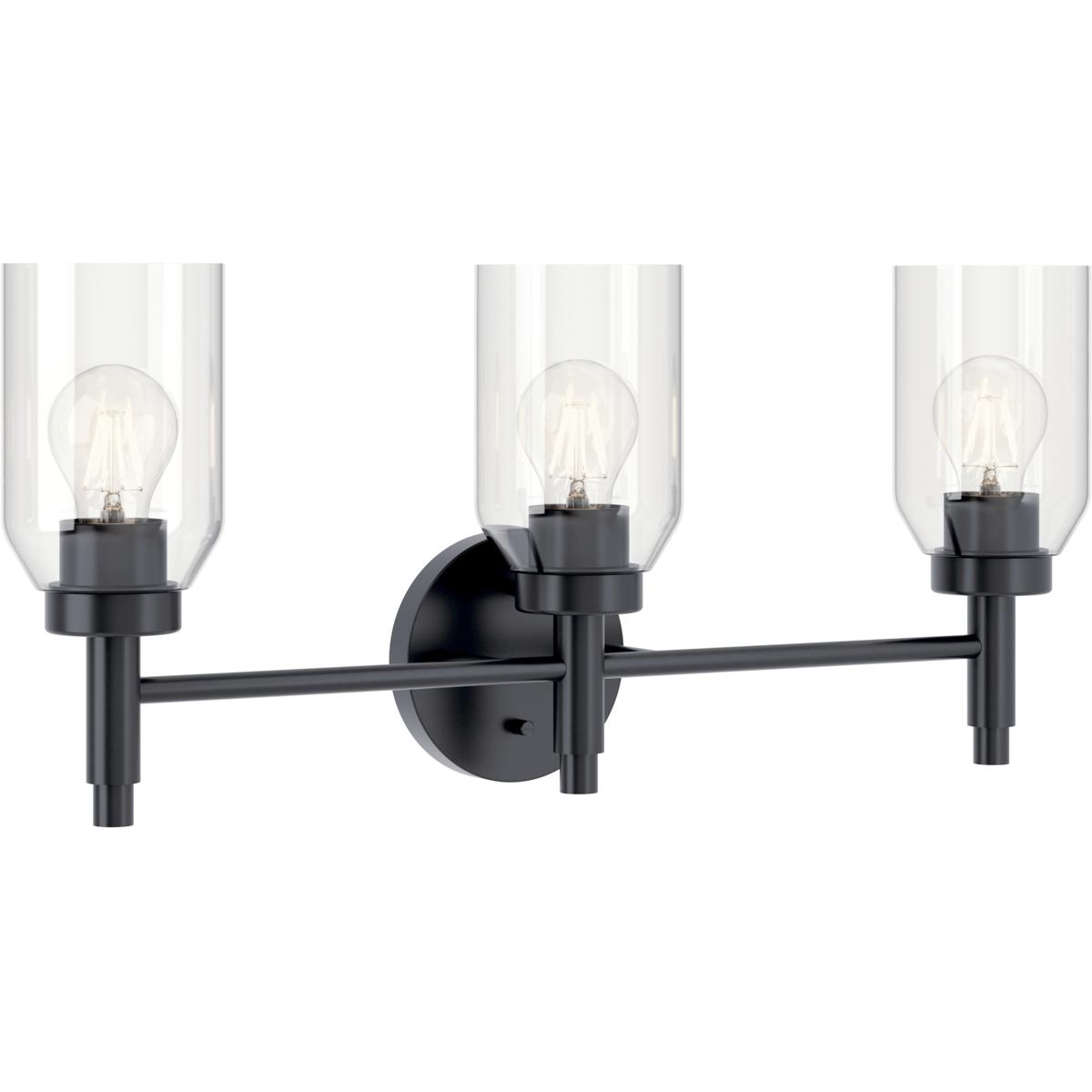 Kichler 55185BK Madden 3 Light 24 inch Black Wall Mount Bath Wall Light, 3 Arm