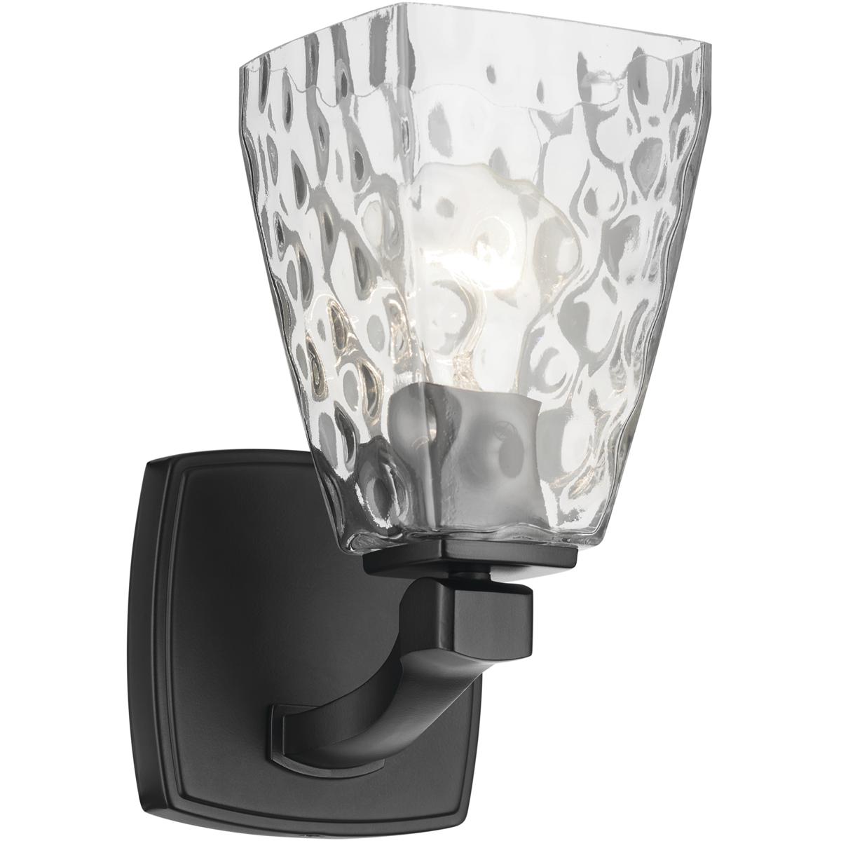 Kichler Marant Black Wall Sconce 1Lt with Clear Water Glass - Black