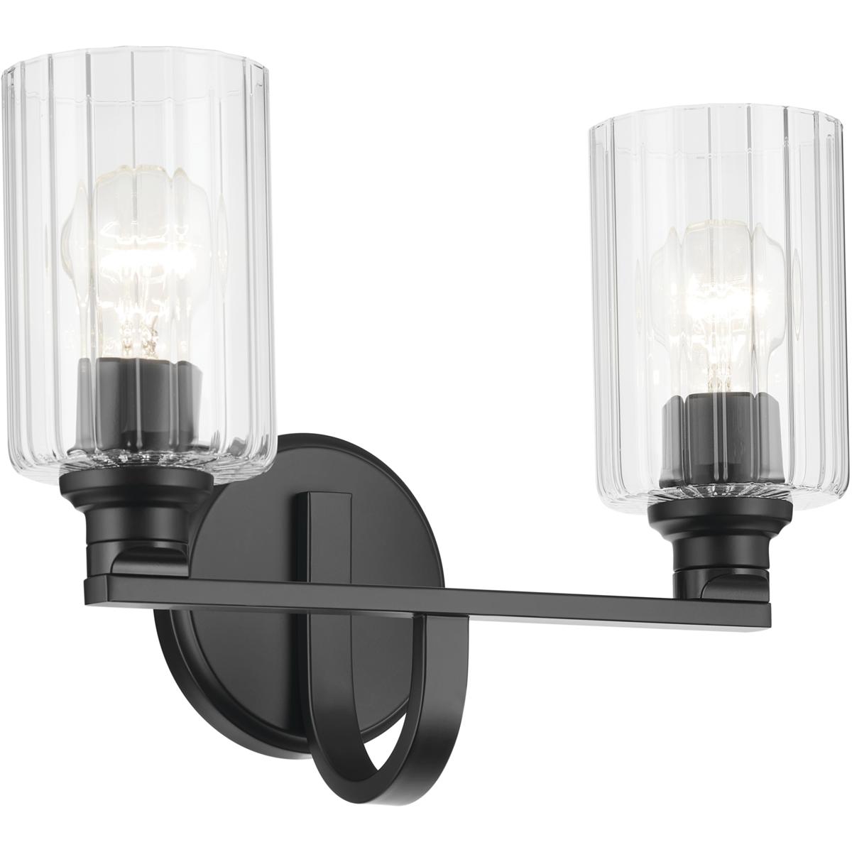 Kichler 55225BKFLU Gioe 2 Light 14.25 inch Black Vanity Light Wall Light