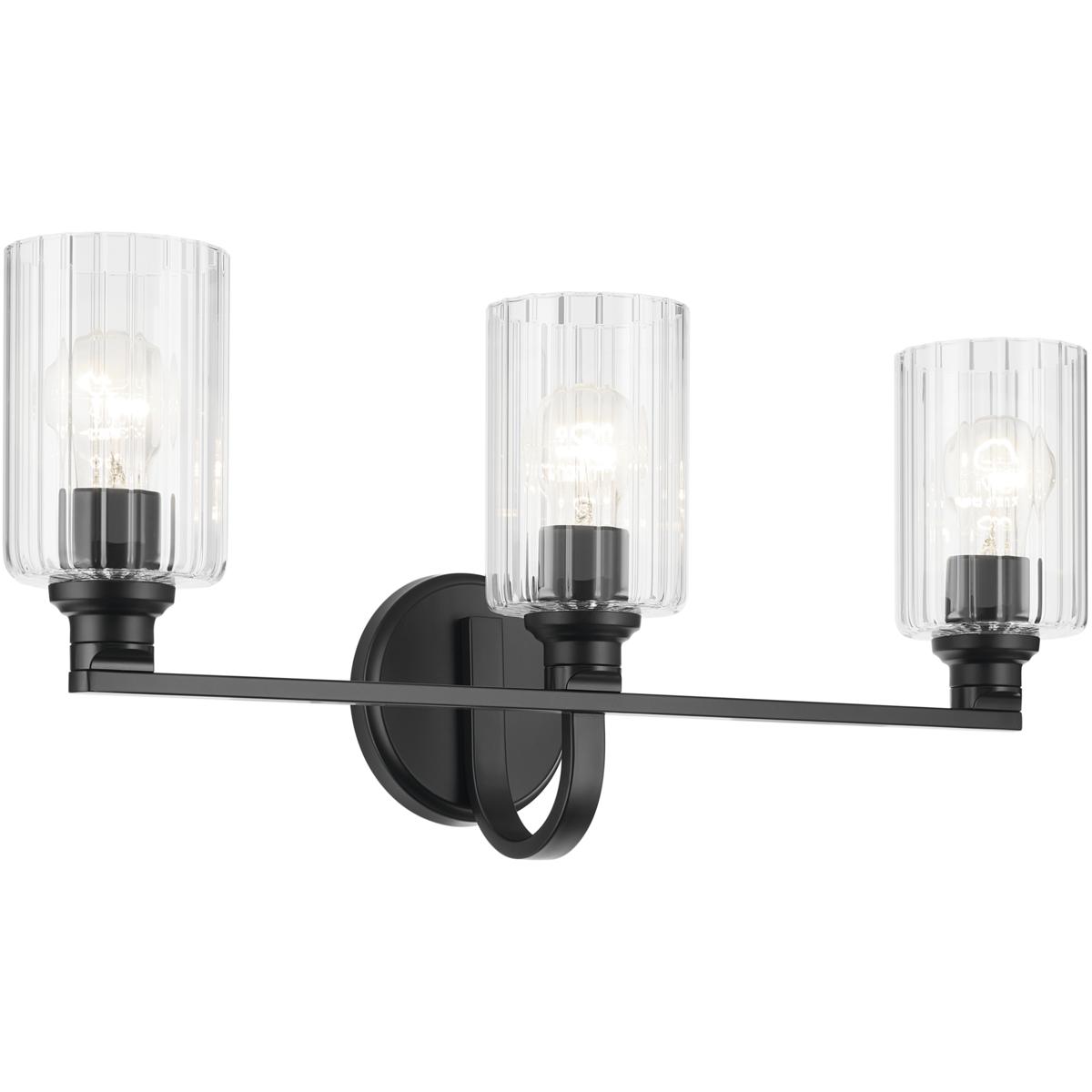 Kichler 55226BKFLU Gioe 3 Light 24.25 inch Black Vanity Light Wall Light