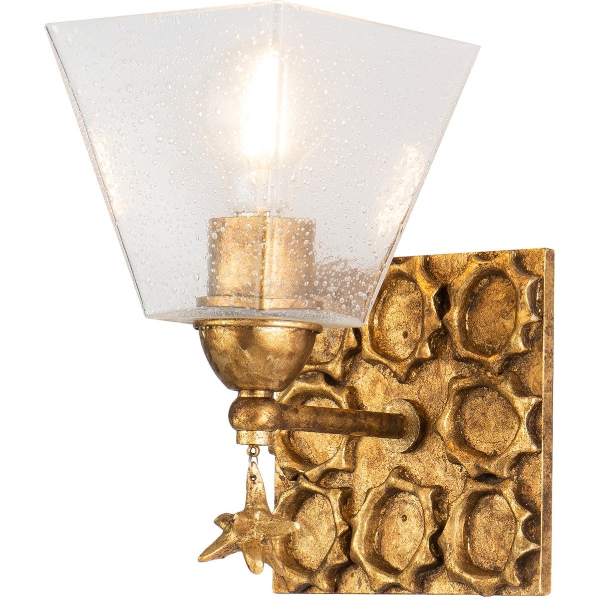 Lucas + McKearn BB1002G-1 Star 1 Light 6 inch Gold leaf Bath Light Wall Light in Gold Leaf with Antique