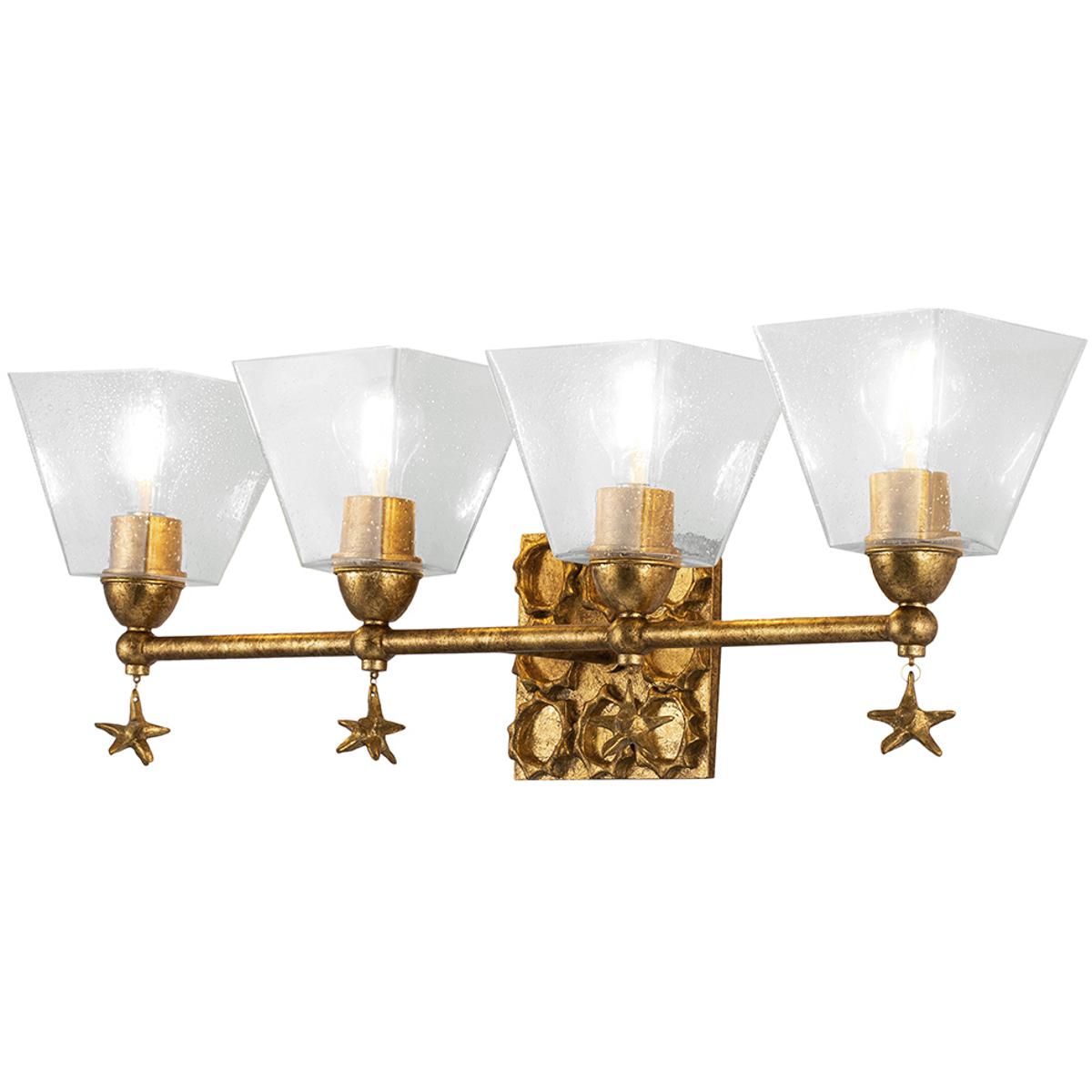 Lucas + McKearn BB1002G-4 Star 4 Light 30 inch Gold Bath/Vanity Wall Light