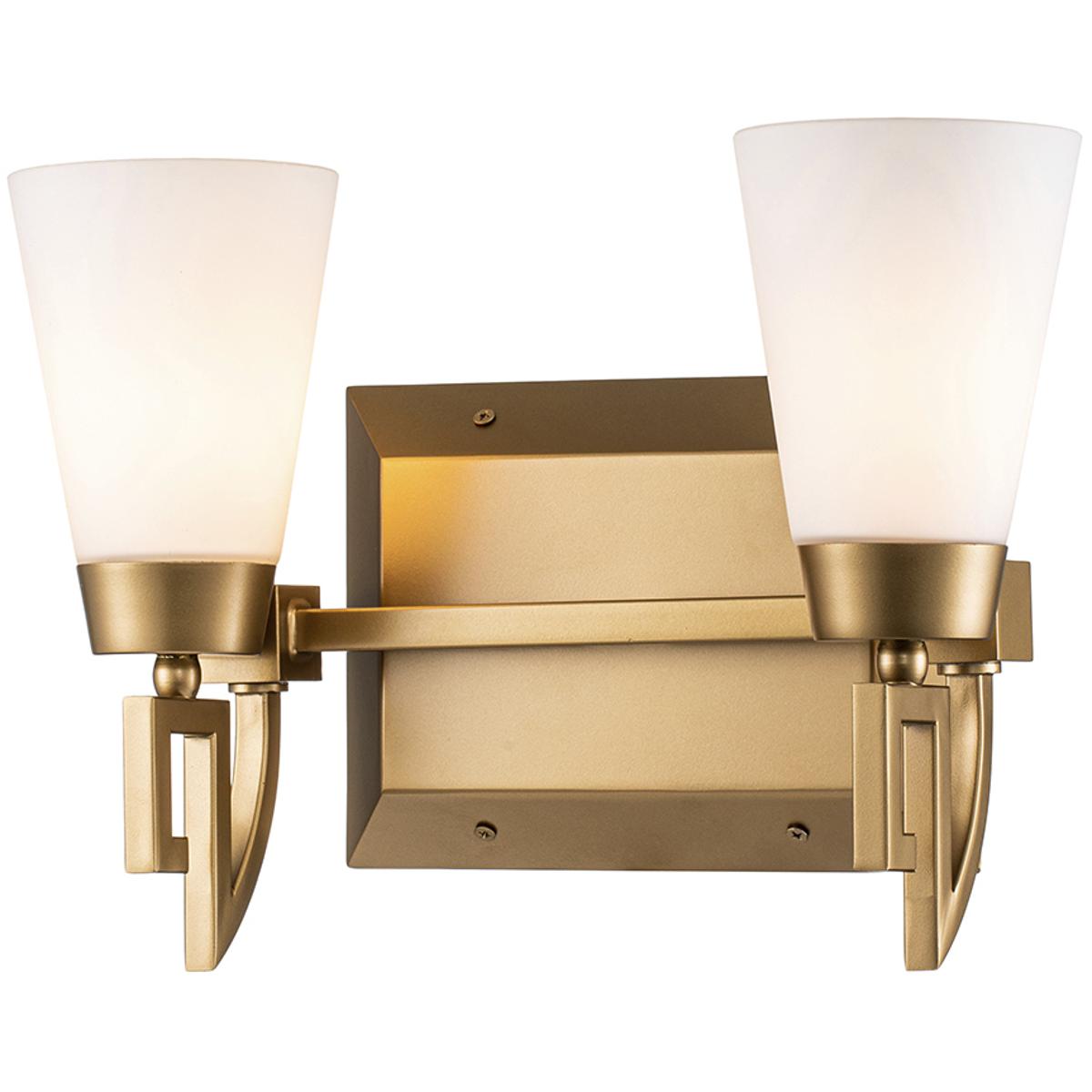 Lucas + McKearn BB1006LG-2 Lemuria 2 Light 14 inch Laquered Gold Bath Bar Wall Light