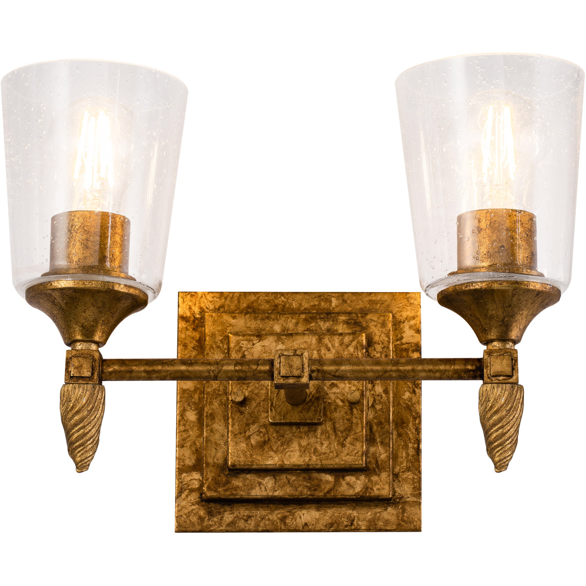 Lucas + McKearn BB1022G-2-F2G Vetiver 2 Light 14 inch Gold leaf Bath Light Wall Light in Gold Leaf w