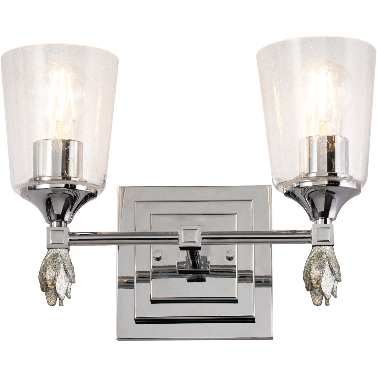 Lucas + McKearn BB1022PC-2-F1S Vetiver 2 Light 14 inch PC Bath Light Wall Light in Polished Chrome