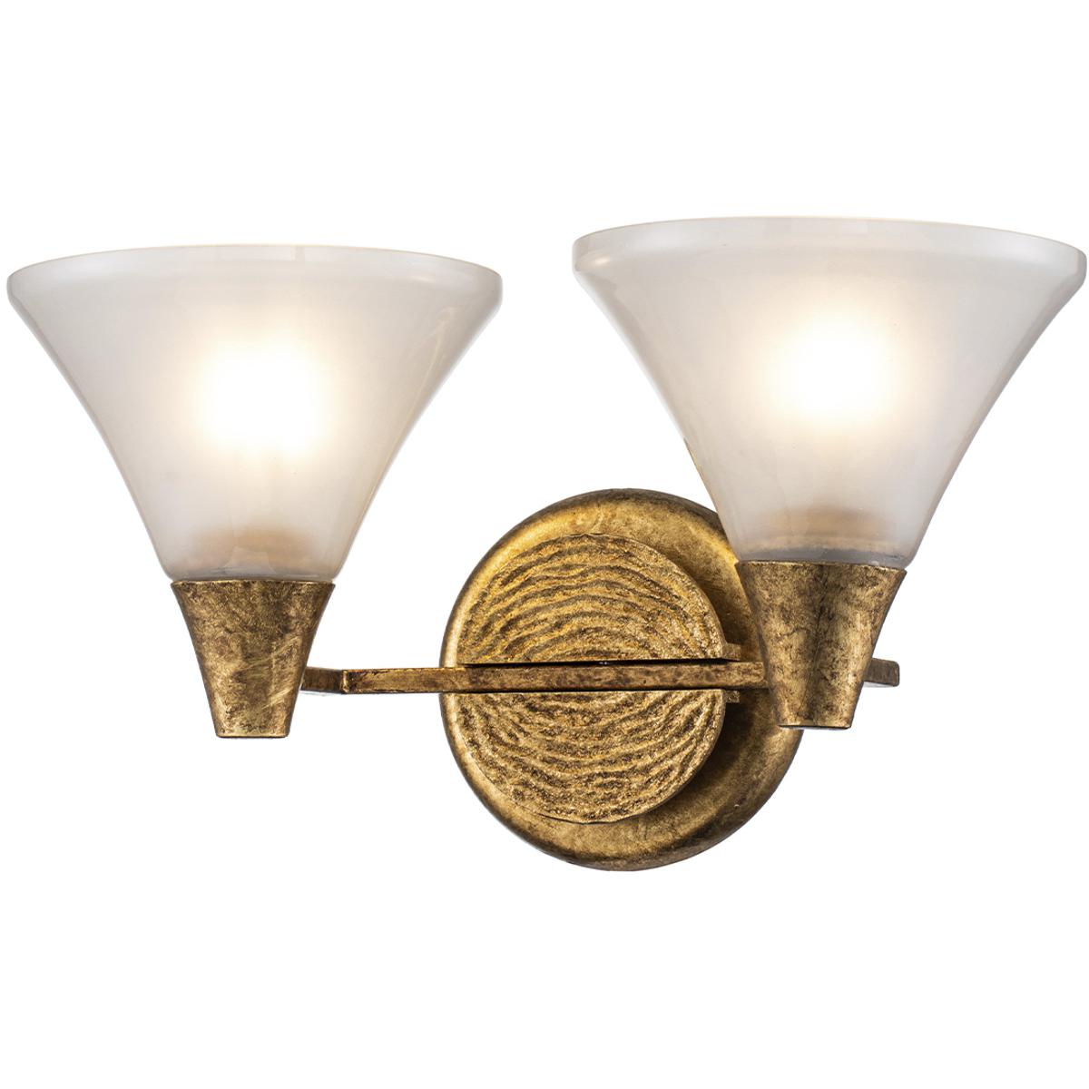 Lucas + McKearn BB1114G-2 Lemoine 2 Light 16 inch Gold Leaf Bath Bar Wall Light