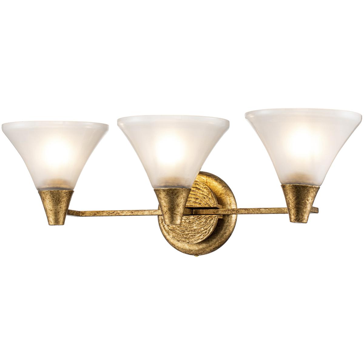 Lucas + McKearn BB1114G-3 Lemoine 3 Light 24.5 inch Gold Leaf Bath Bar Wall Light