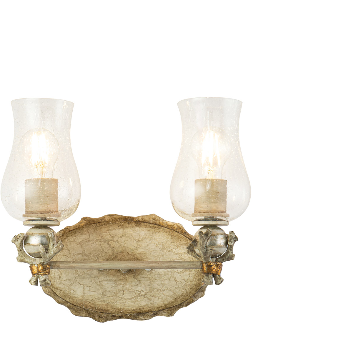 Lucas McKearn BB12382 Trellis 2 Light 14 inch Handpainted with putty patina and silver leaf orb Bath Light Wall Light Lucas McKearn BB12382 Trellis 2 Light 14 inch Handpainted with putty patina and silver leaf orb Bath Light Wall Light