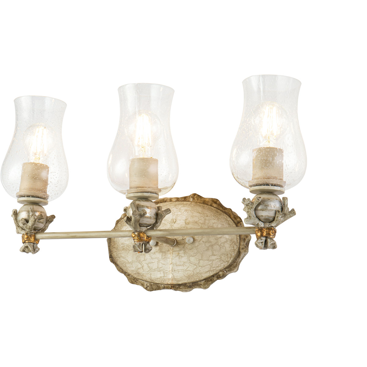 Lucas McKearn BB12383 Trellis 3 Light 22 inch Handpainted with putty patina and silver leaf orb Bath Light Wall Light Lucas McKearn BB12383 Trellis 3 Light 22 inch Handpainted with putty patina and silver leaf orb Bath Light Wall Light