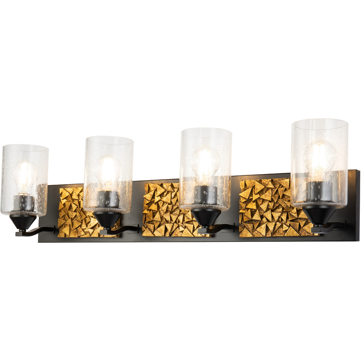 Lucas + McKearn BB90586MB-4B1G Bocage 4 Light 31 inch MB Bath Light Wall Light in Matte Black with Gold