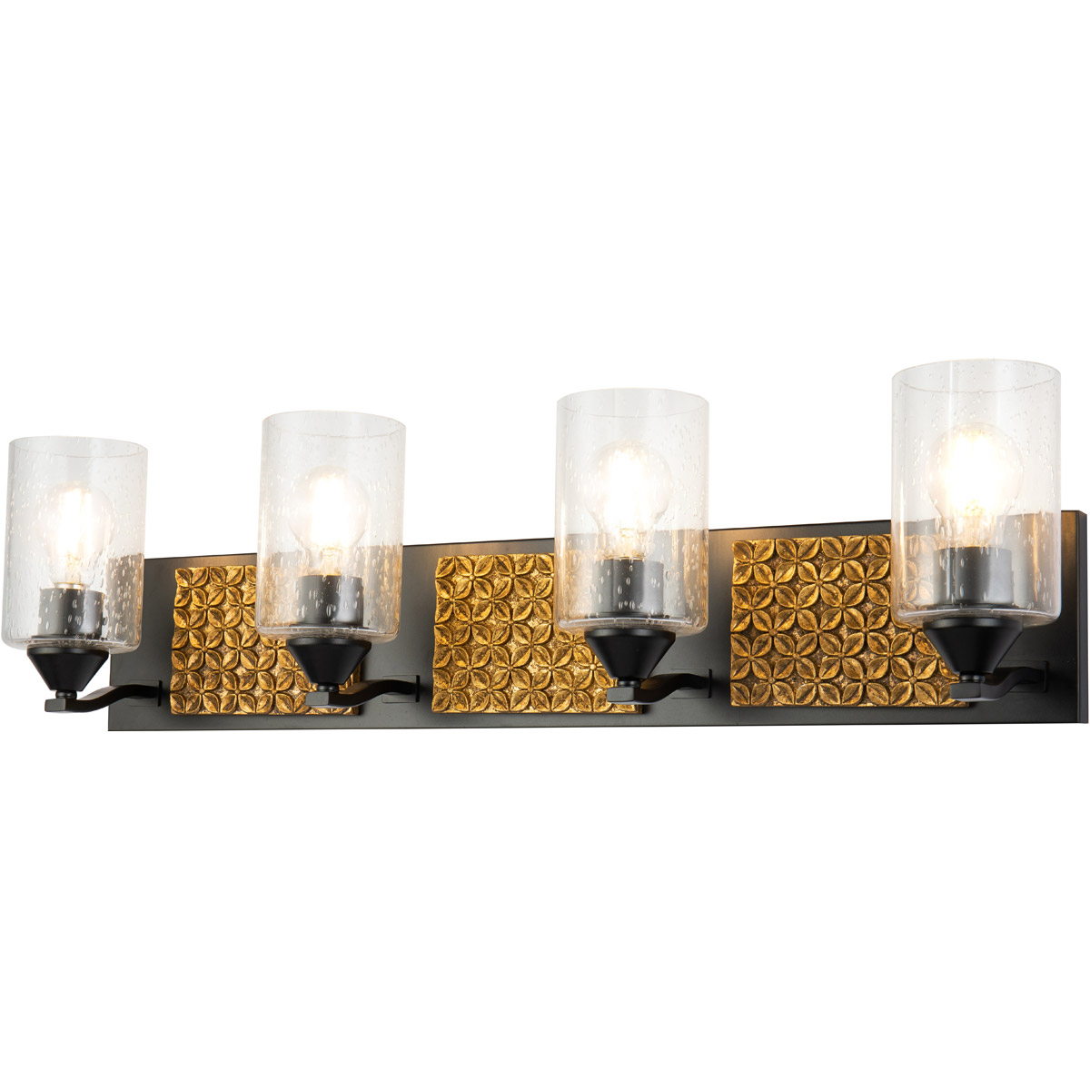 Lucas + McKearn BB90587MB-4B2G Arcadia 4 Light 31 inch MB Bath Light Wall Light in Matte Black with Gold