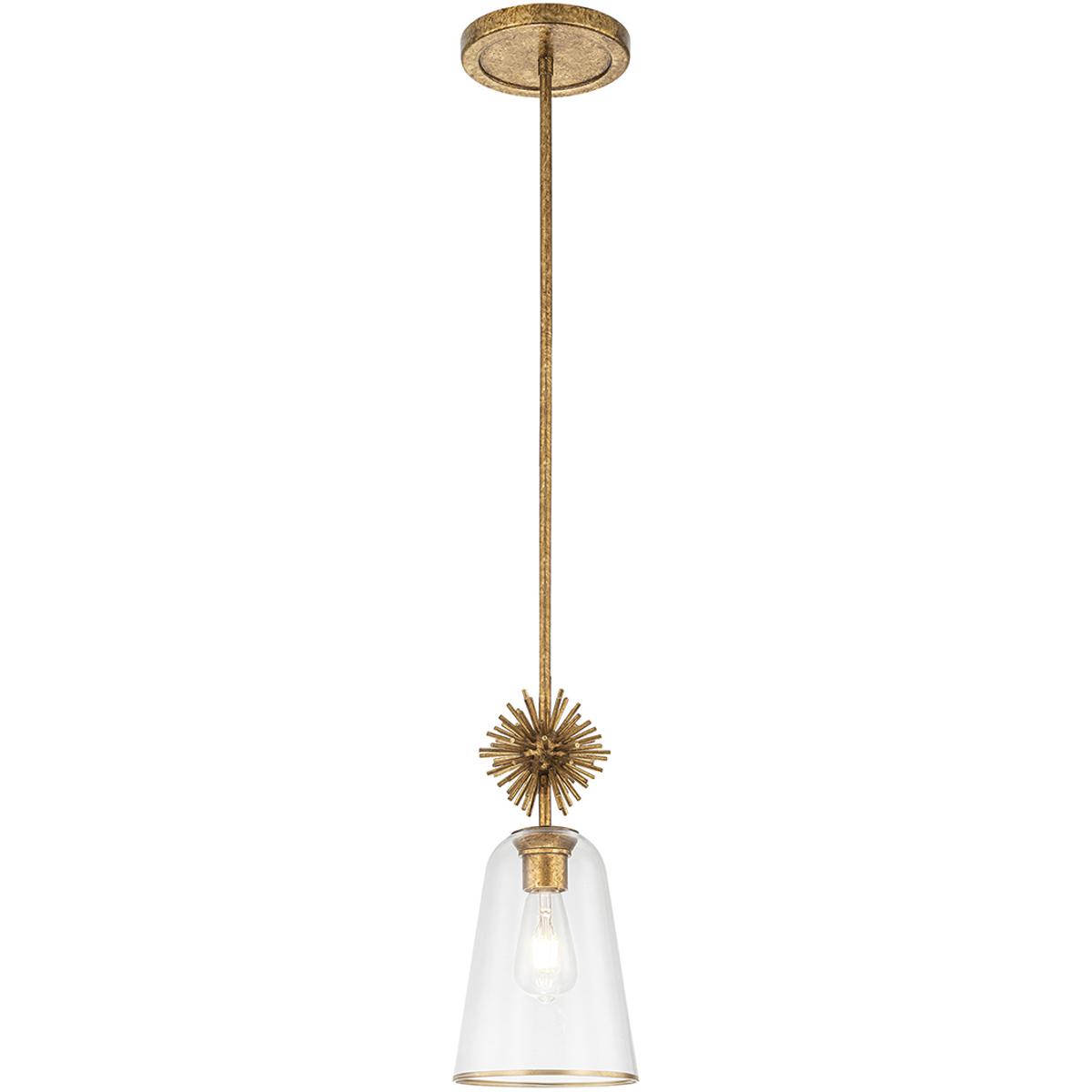 Lucas + McKearn PD3027G-10C Staring 1 Light 7.25 inch Clear Glass and Distressed Gold Pendant Ceiling Light