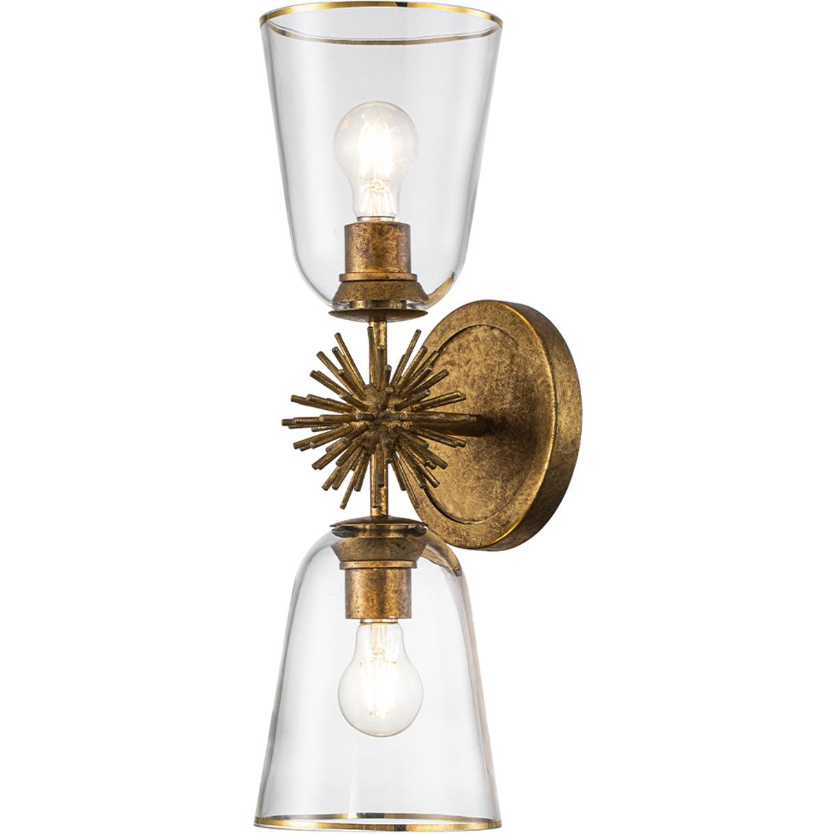 Lucas + McKearn SC00957G-2 Staring 2 Light 7 inch Gold Leaf Sconce Wall Light