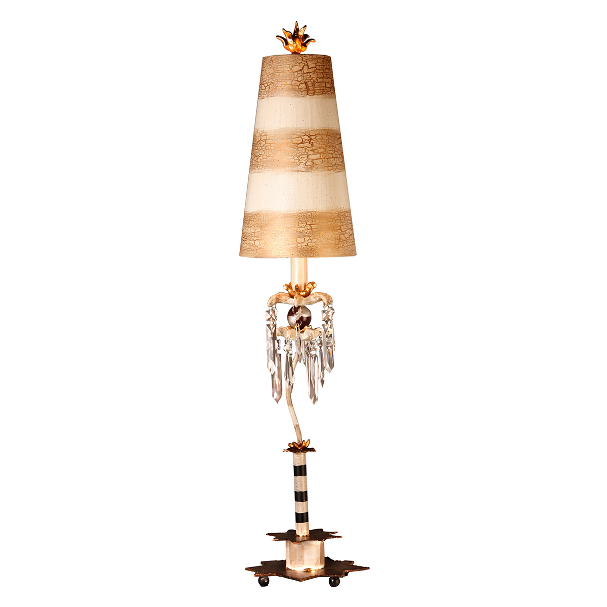Lucas + McKearn TA1057 Birdland 45 inch 60.00 watt Black And Putty With Gold Leaf Table Lamp Portable Light in 1, Flambeau