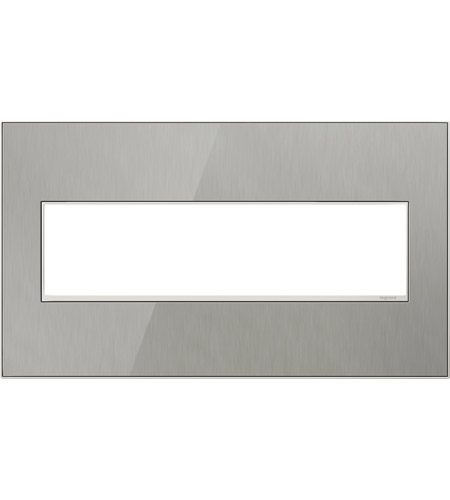 Legrand AWM4GMS4 Adorne Mirror Brushed Stainless Wall Plate, 4-Gang photo